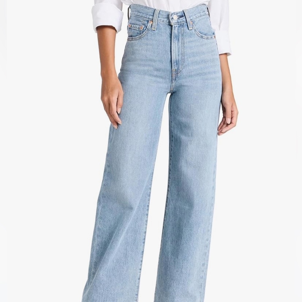 Levi's Sky Blue Ribcage Wide Leg Jeans